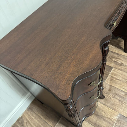 Vintage French Revival ca. 1930s Mahogany Serpentine Writing Desk / Vanity
