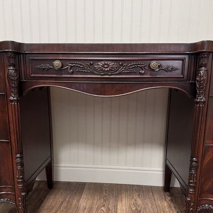 Vintage French Revival ca. 1930s Mahogany Serpentine Writing Desk / Vanity