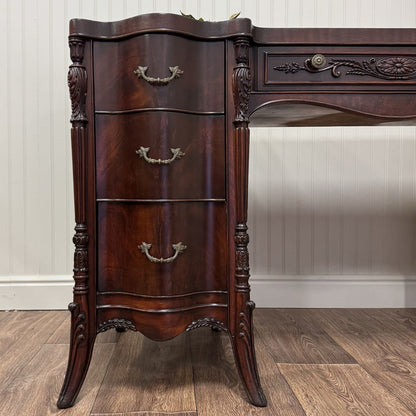 Vintage French Revival ca. 1930s Mahogany Serpentine Writing Desk / Vanity