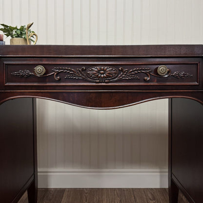 Vintage French Revival ca. 1930s Mahogany Serpentine Writing Desk / Vanity