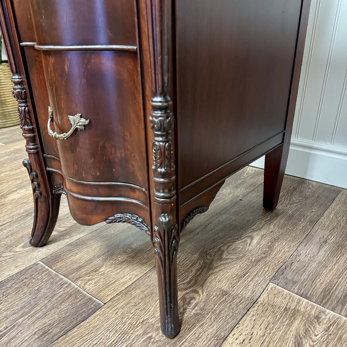 Vintage French Revival ca. 1930s Mahogany Serpentine Writing Desk / Vanity