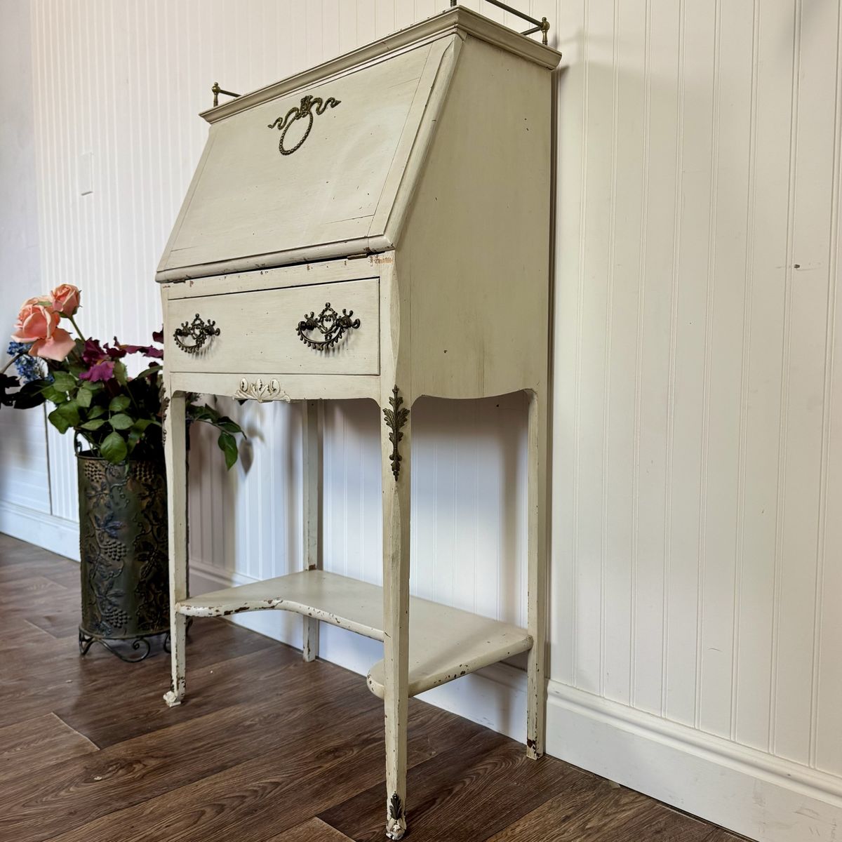 Vintage French Style Secretary Desk with Serpentine Hardware