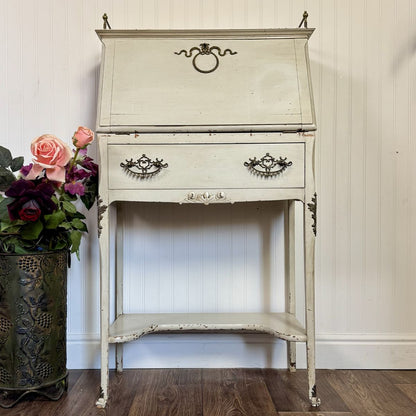 Vintage French Style Secretary Desk with Serpentine Hardware