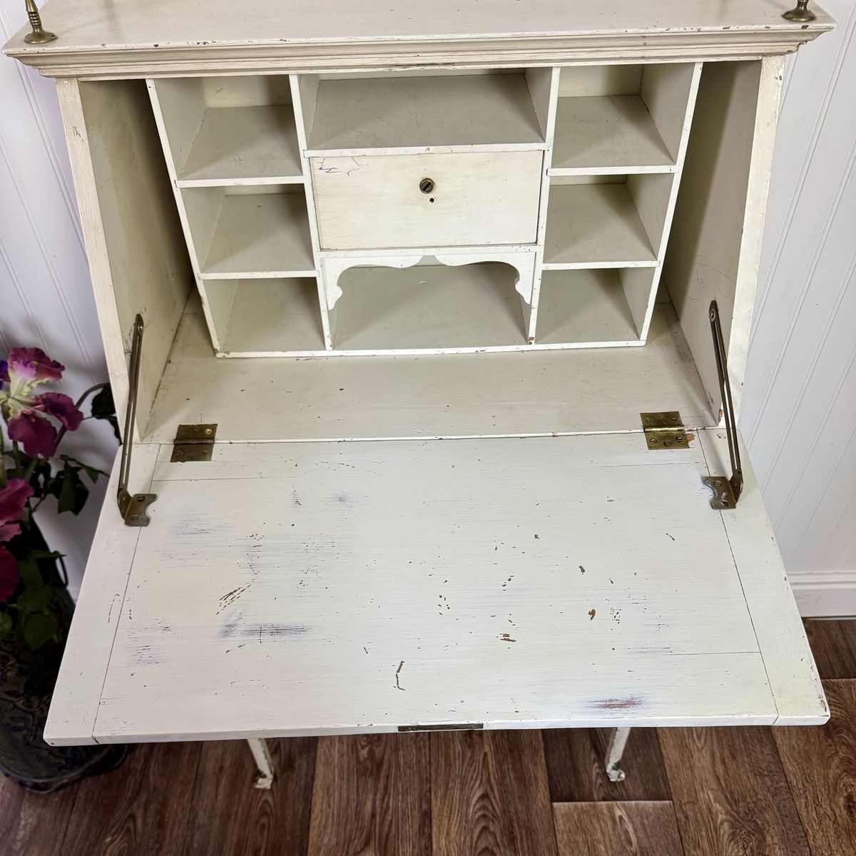 Vintage French Style Secretary Desk with Serpentine Hardware