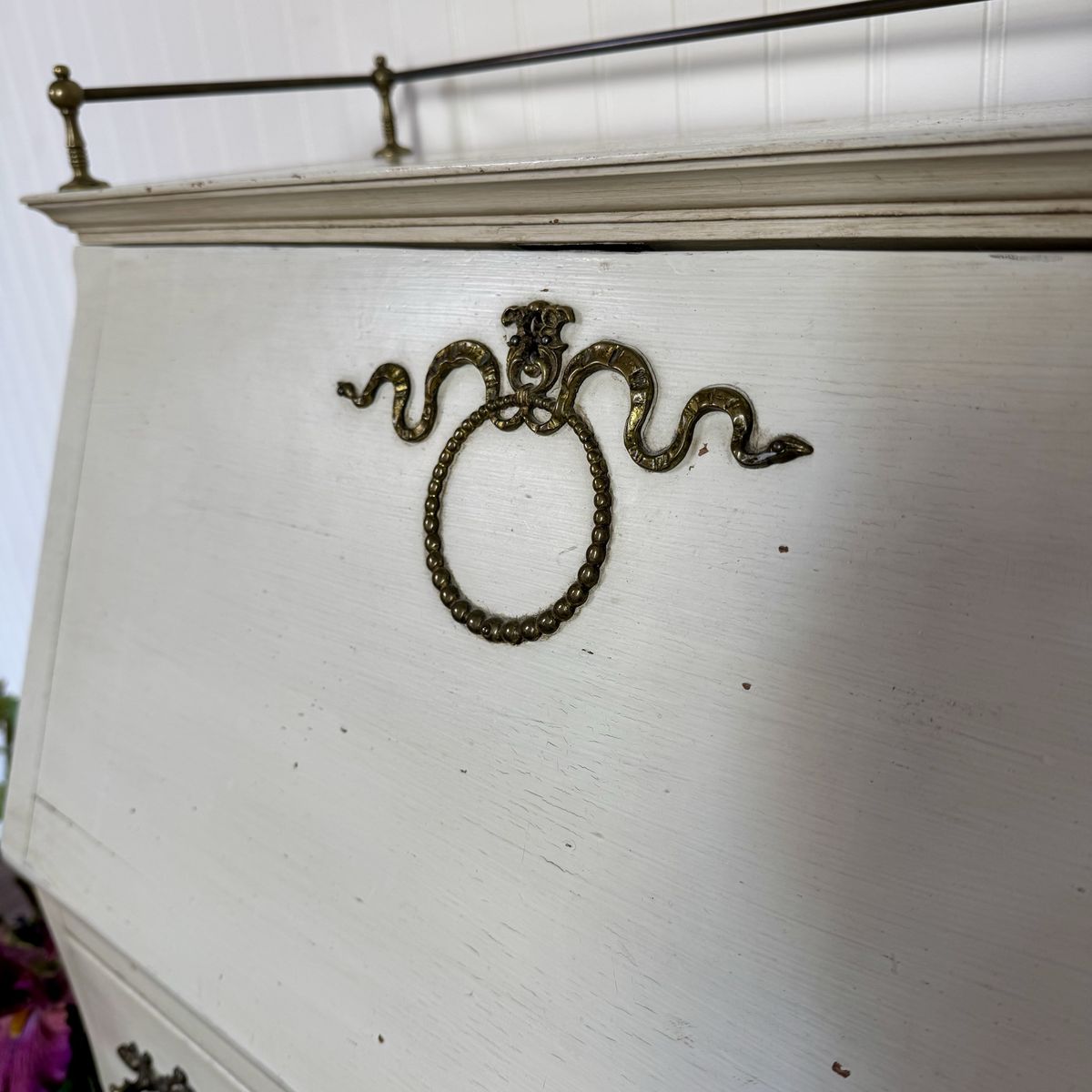 Vintage French Style Secretary Desk with Serpentine Hardware