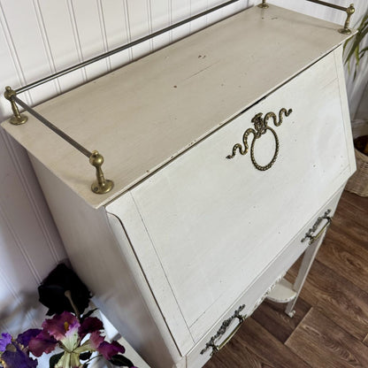 Vintage French Style Secretary Desk with Serpentine Hardware