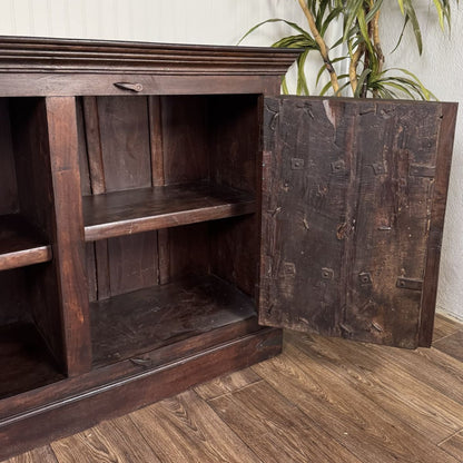 Vintage Hand-Carved Solid Wood Credenza, Sideboard, or Media Console