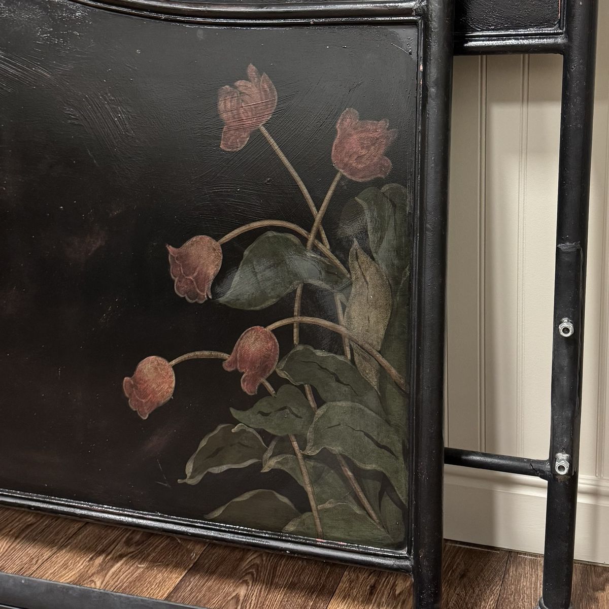 Vintage Hand-Painted King-Size Metal Bed