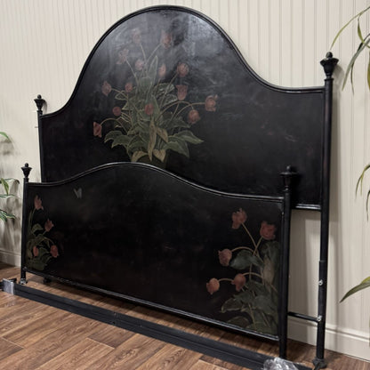 Vintage Hand-Painted King-Size Metal Bed