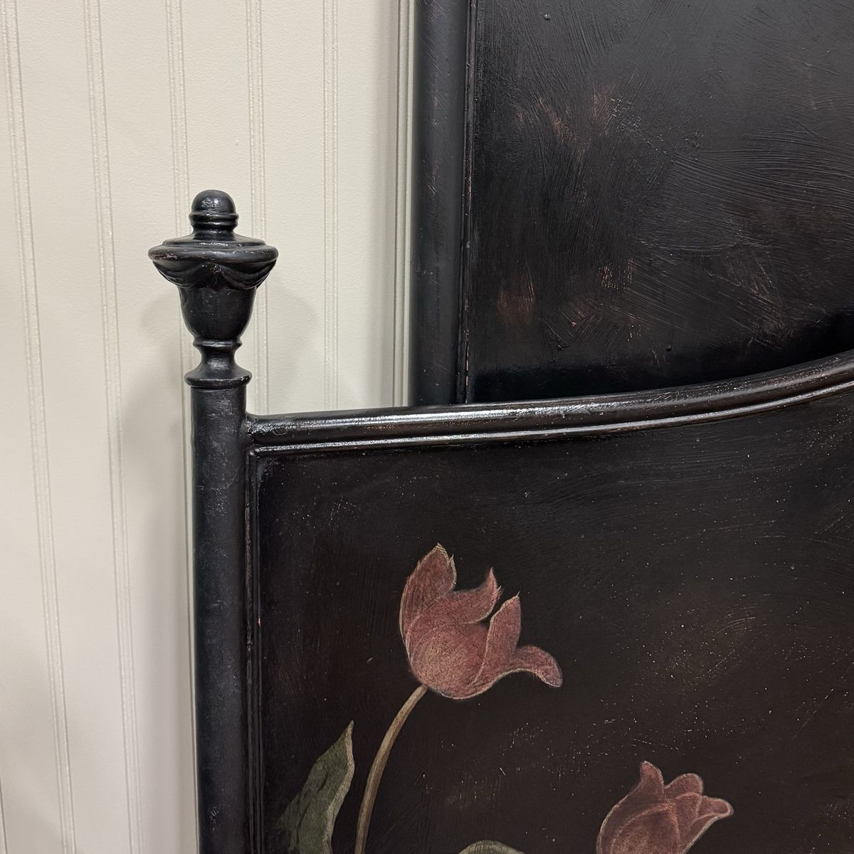 Vintage Hand-Painted King-Size Metal Bed