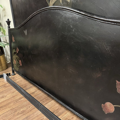 Vintage Hand-Painted King-Size Metal Bed