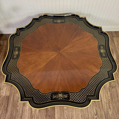 Vintage Hollywood Regency Black Lacquer Chinoiserie Coffee Table