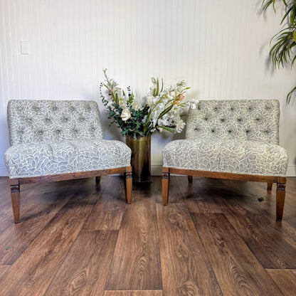 Vintage Hollywood Regency Tufted Slipper Chairs