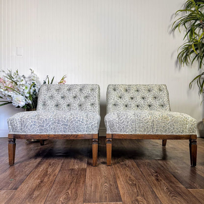 Vintage Hollywood Regency Tufted Slipper Chairs