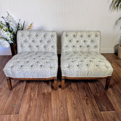 Vintage Hollywood Regency Tufted Slipper Chairs