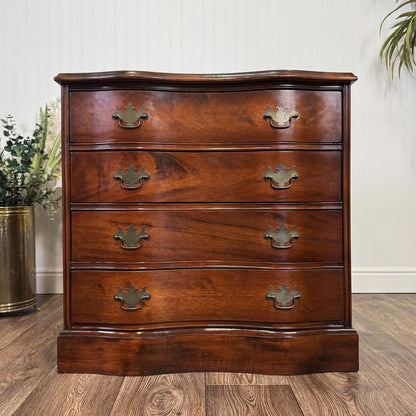 Vintage Mahogany Serpentine Chest w/ Leather Top