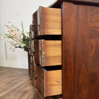 Vintage Mahogany Serpentine Chest w/ Leather Top