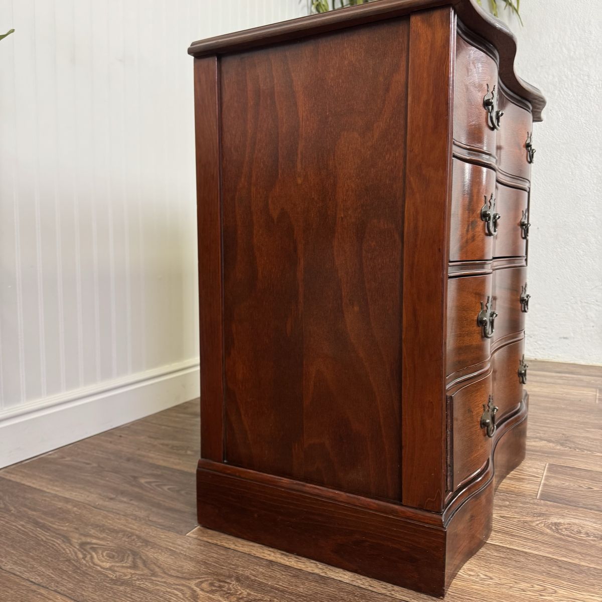Vintage Mahogany Serpentine Chest w/ Leather Top