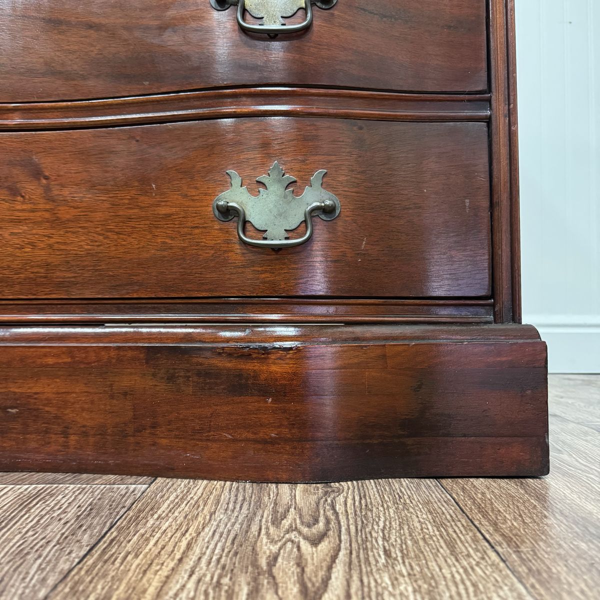 Vintage Mahogany Serpentine Chest w/ Leather Top