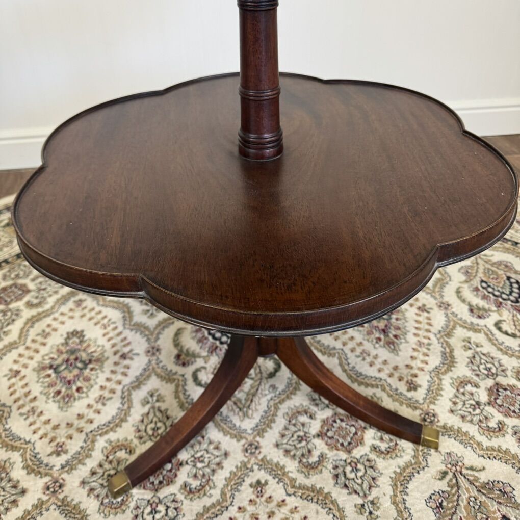 Vintage Mahogany 2-Tier Pedestal Side Table