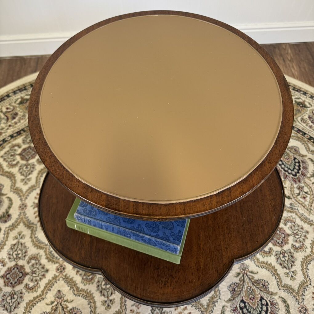 Vintage Mahogany 2-Tier Pedestal Side Table