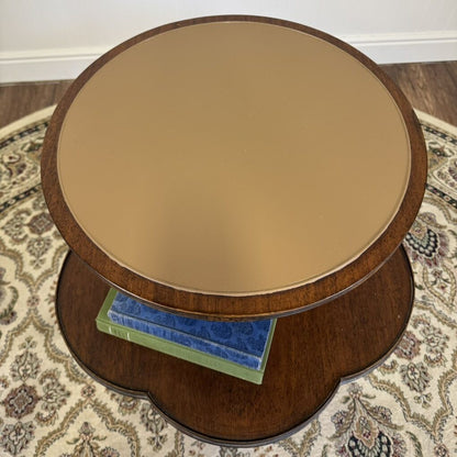 Vintage Mahogany 2-Tier Pedestal Side Table
