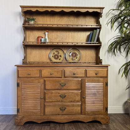 Vintage Maple Cottage Colonial Revival 2-Piece Hutch / Buffet