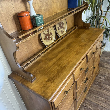 Vintage Maple Cottage Colonial Revival 2-Piece Hutch / Buffet