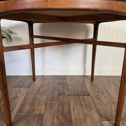 Vintage MCM Brutalist Italian Pewter Top Table w/ Walnut Base