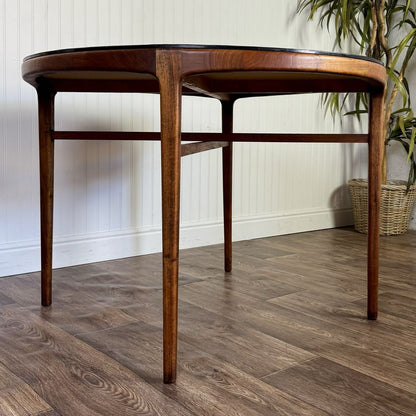 Vintage MCM Brutalist Italian Pewter Top Table w/ Walnut Base