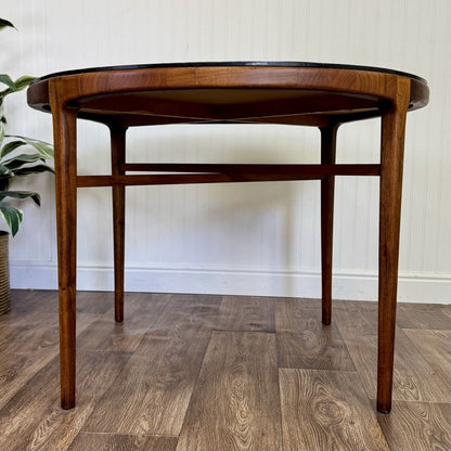Vintage MCM Brutalist Italian Pewter Top Table w/ Walnut Base