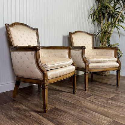 Vintage Mid-Century Directoire-Style Bergère Armchairs