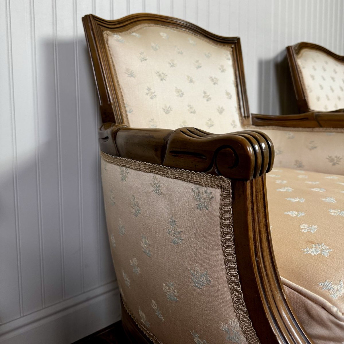 Vintage Mid-Century Directoire-Style Bergère Armchairs
