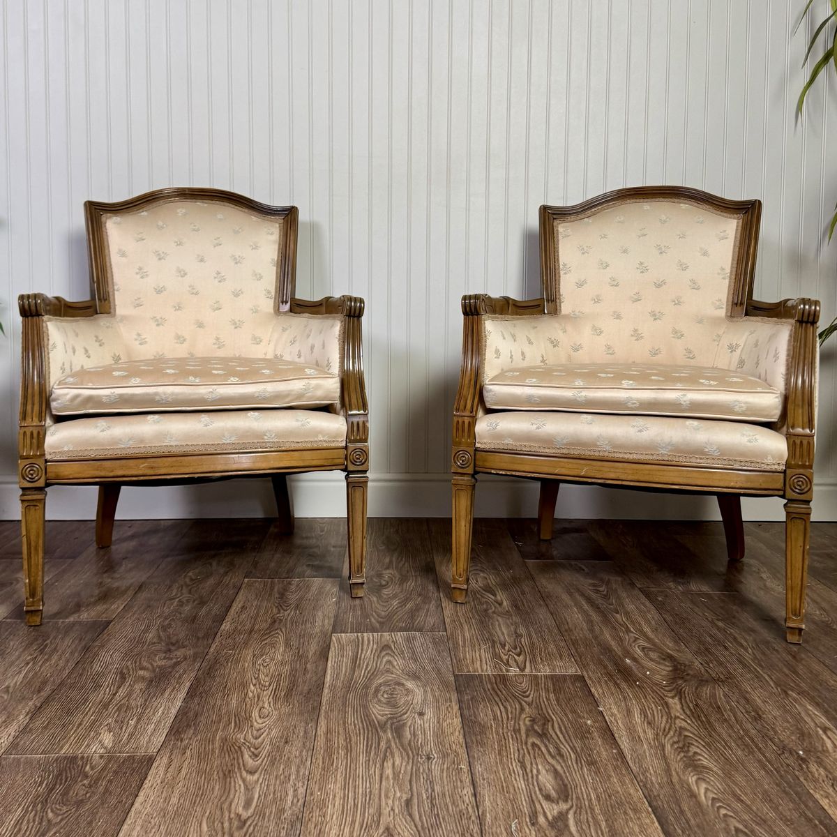 Vintage Mid-Century Directoire-Style Bergère Armchairs