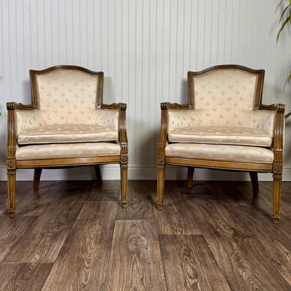 Vintage Mid-Century Directoire-Style Bergère Armchairs