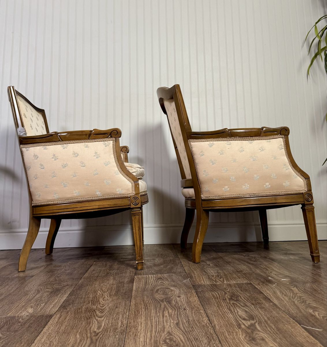 Vintage Mid-Century Directoire-Style Bergère Armchairs
