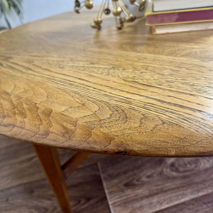Vintage MCM Solid Oak Coffee Table w/ Spider Base