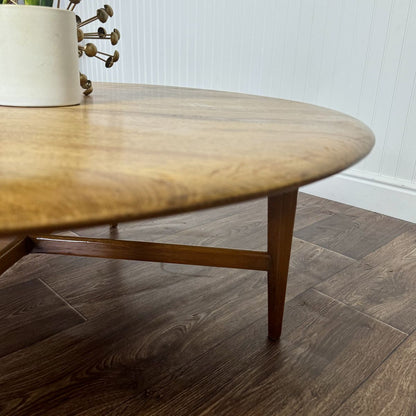 Vintage MCM Solid Oak Coffee Table w/ Spider Base