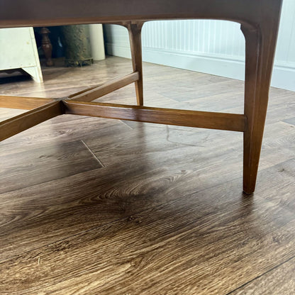 Vintage MCM Solid Oak Coffee Table w/ Spider Base