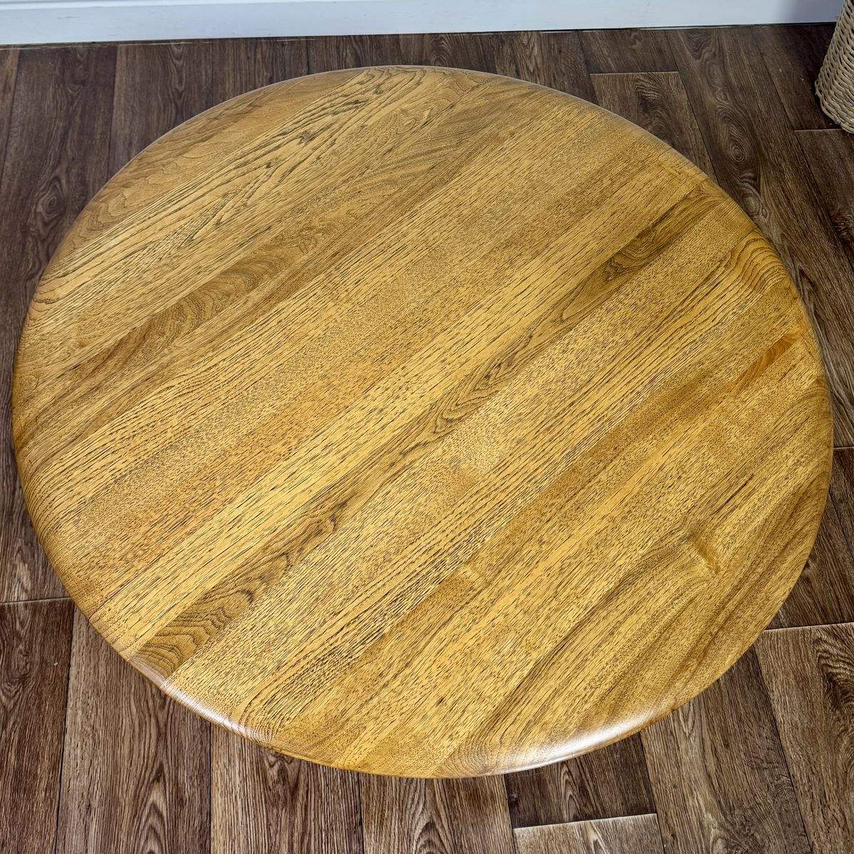 Vintage MCM Solid Oak Coffee Table w/ Spider Base