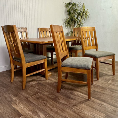 Vintage Mission-Style Oak Dining Set