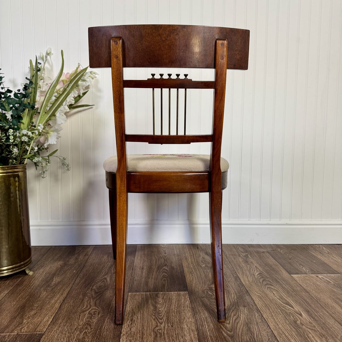 Vintage Neoclassical Needlepoint Splat-Back Chair
