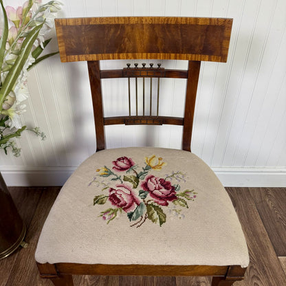 Vintage Neoclassical Needlepoint Splat-Back Chair