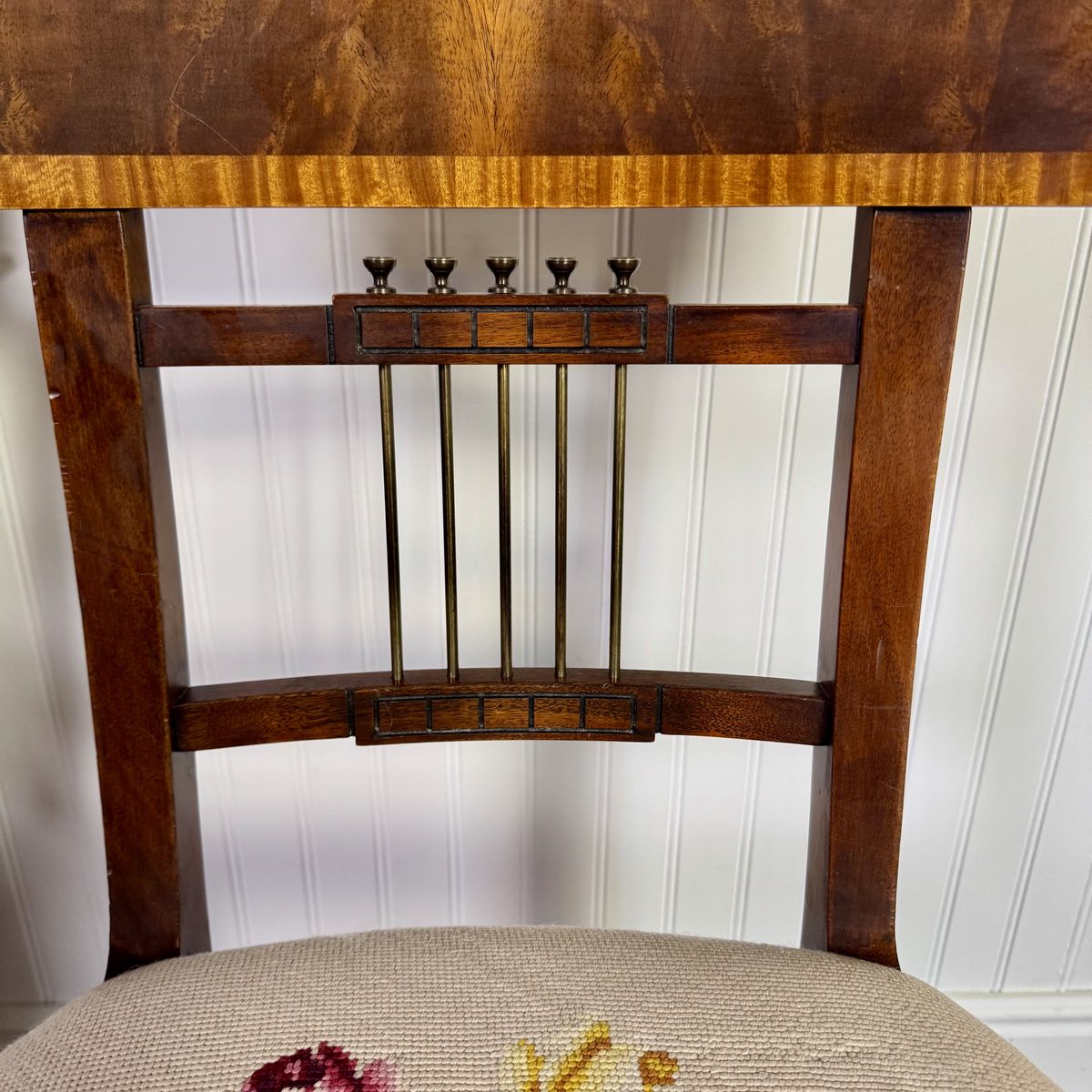 Vintage Neoclassical Needlepoint Splat-Back Chair