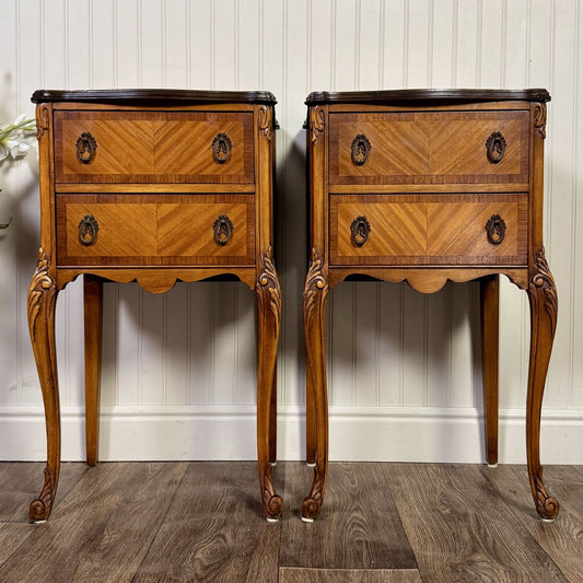 Vintage ca. 1930s Ornate French Provincial Nightstands