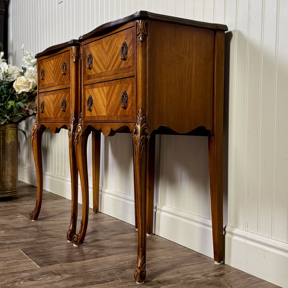 Vintage ca. 1930s Ornate French Provincial Nightstands