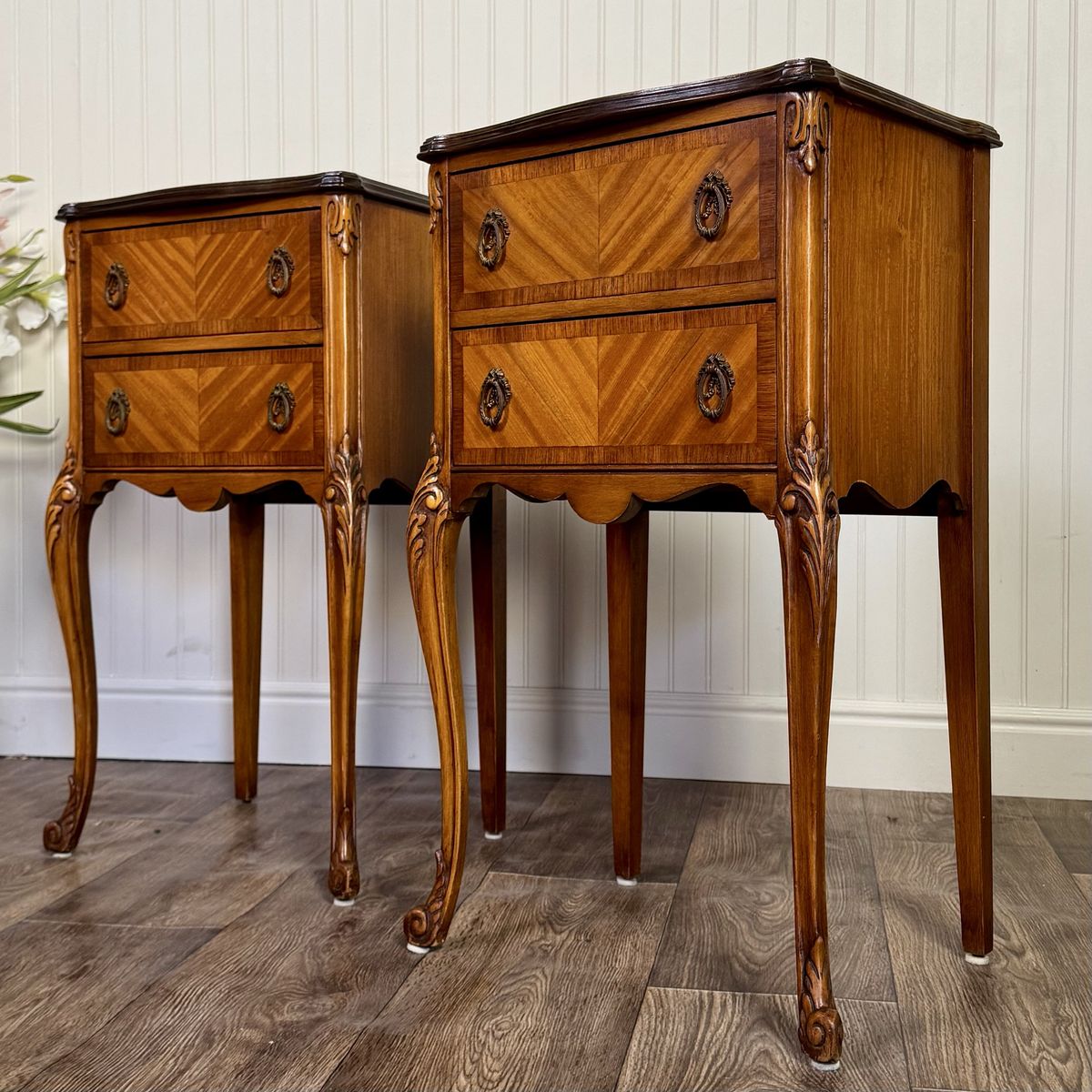 Vintage ca. 1930s Ornate French Provincial Nightstands