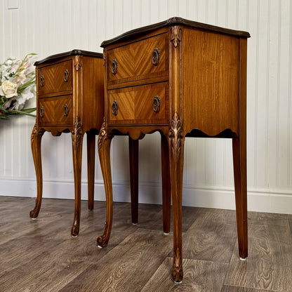 Vintage ca. 1930s Ornate French Provincial Nightstands
