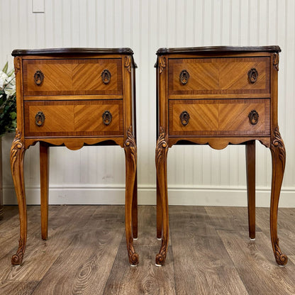 Vintage ca. 1930s Ornate French Provincial Nightstands