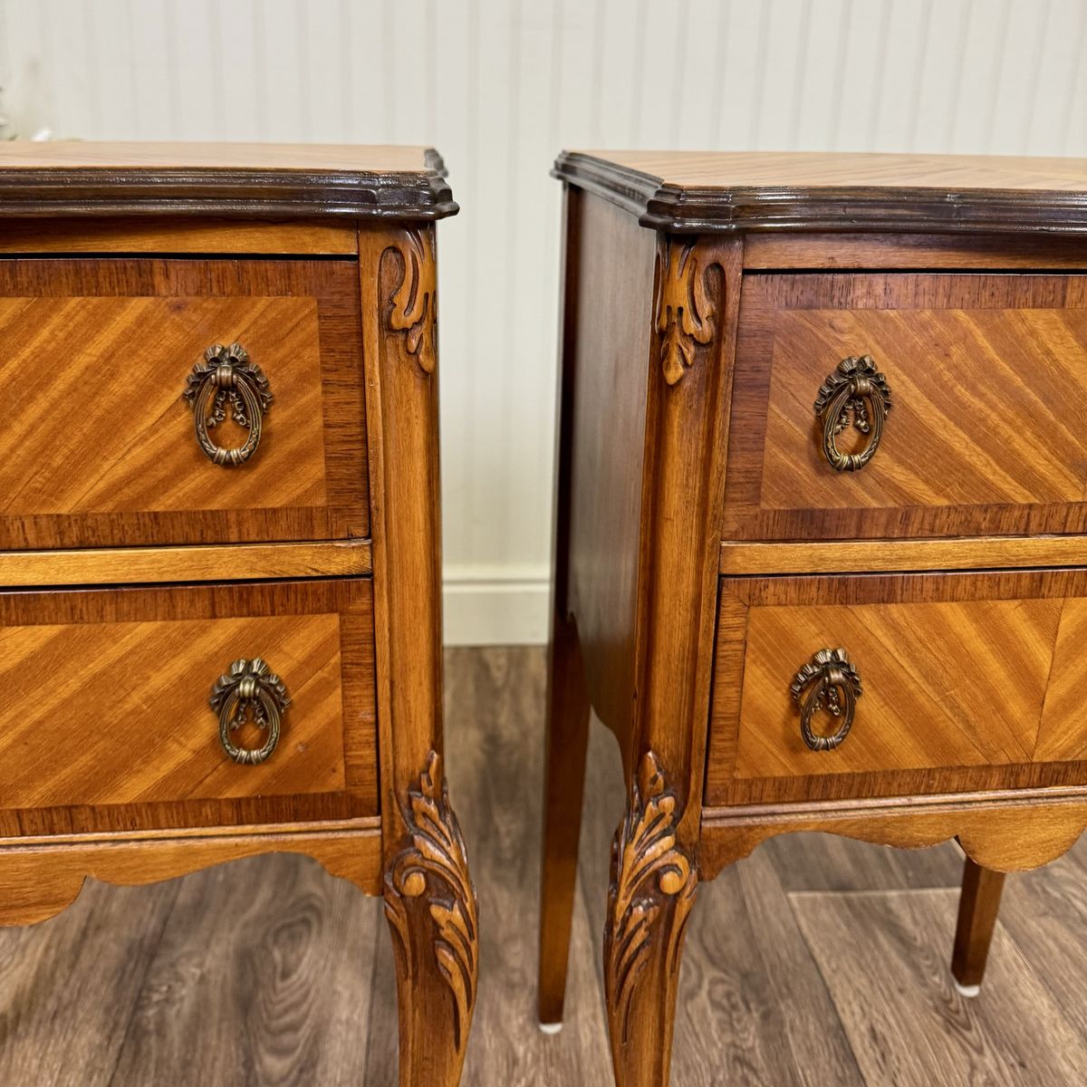 Vintage ca. 1930s Ornate French Provincial Nightstands